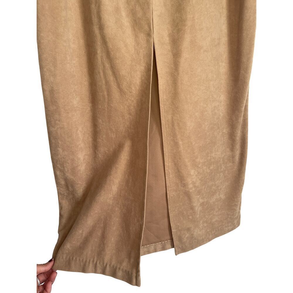 Possessed Clothing Company Brown Worn Faux Suede Pencil Skirt Women's Size 7 - Picture 3 of 5